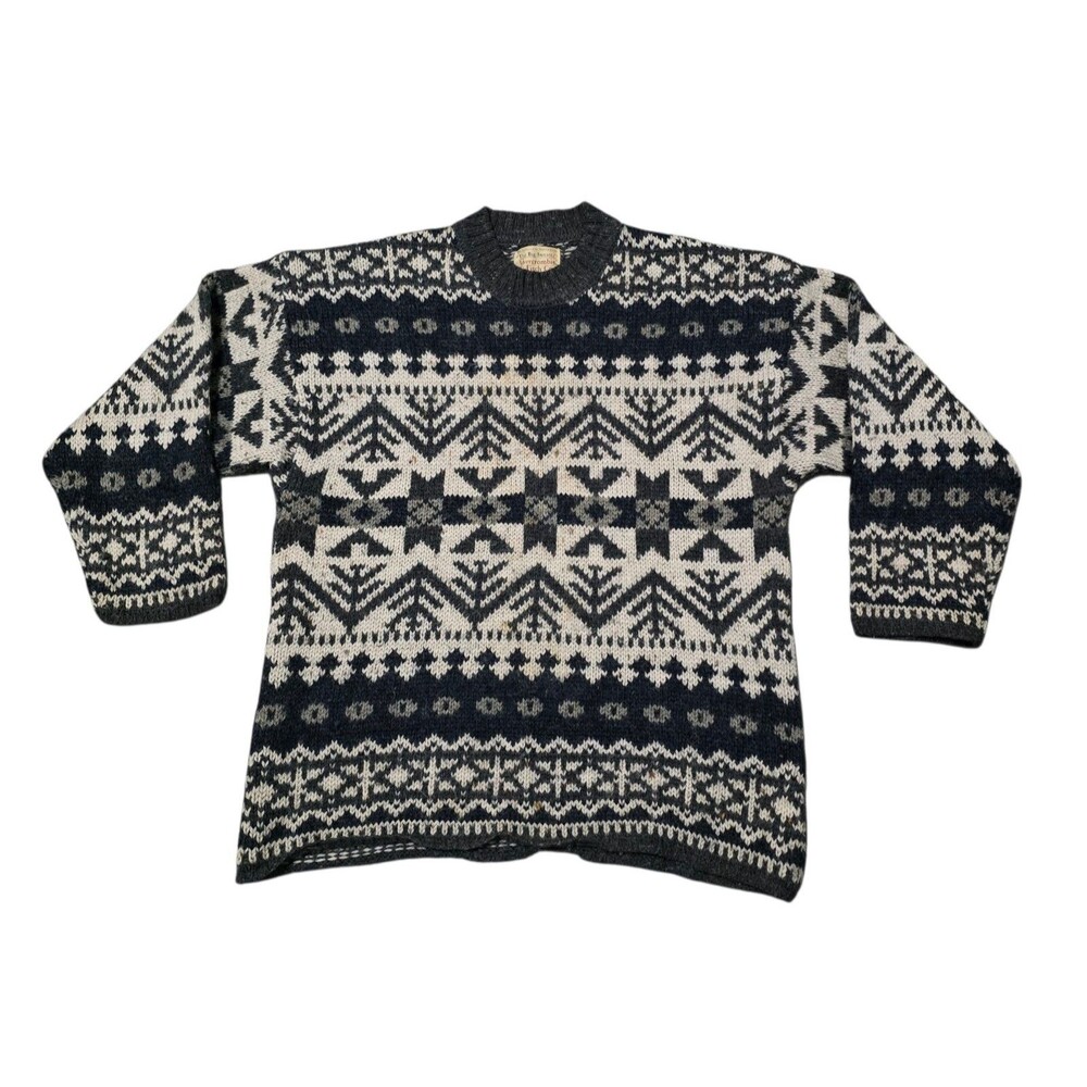 Abercrombie Fitch Vintage The Big Sweater Mens Size Large Nordic Wool Knit